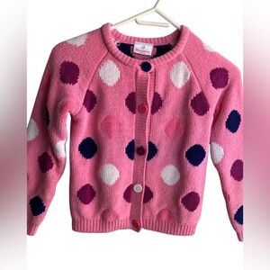 Hanna Andersson chunky soft cardigan pink blue purple polka dots size 130 / 8